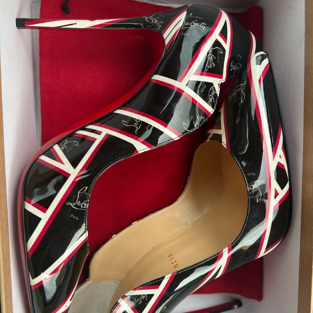 Christian Louboutin  Multicolor Ribbon Print Pigalle 100 Heels